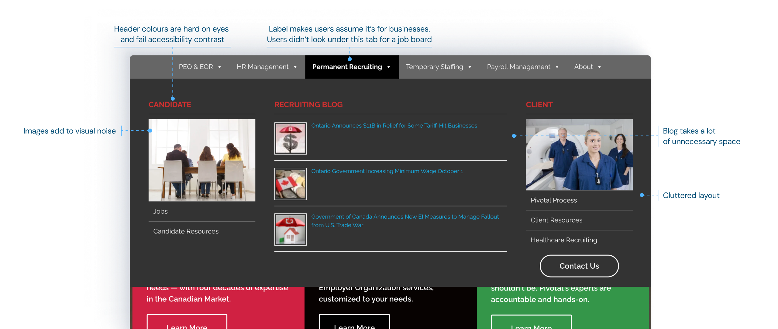 Poor design and copy made it difficult for users to complete tasks.